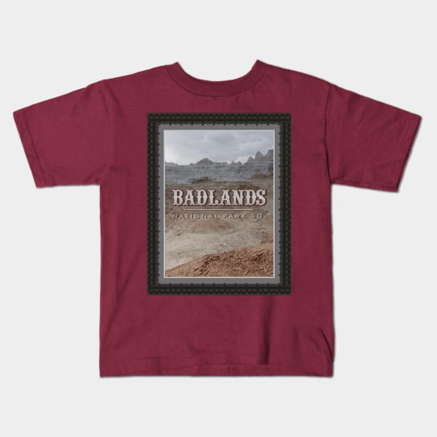 Badlands Stamp Kids T-Shirt by Northofthepines